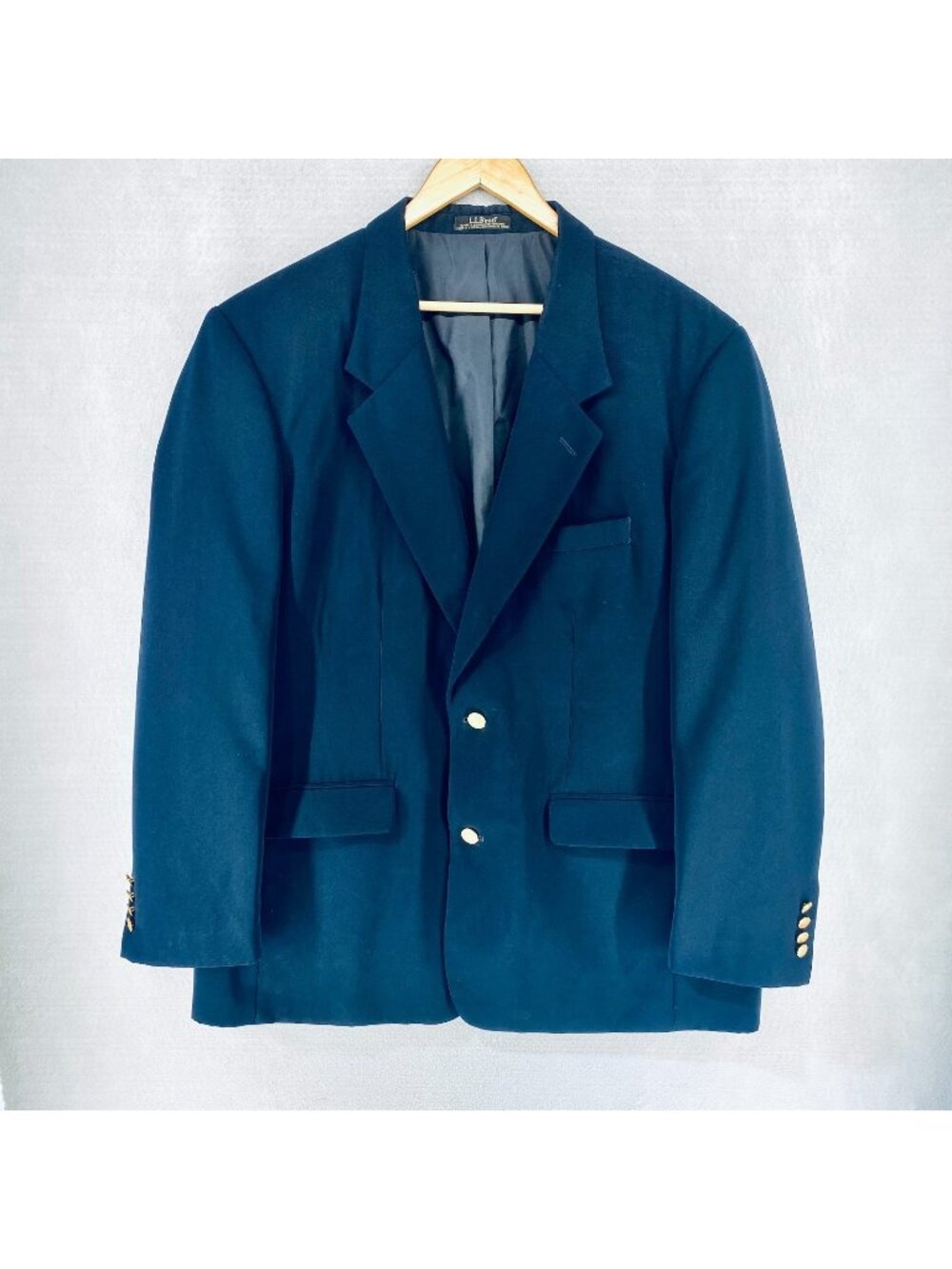 Vintage LL Bean Blazer Mens 46R Blue Stretch Sport Coat Jacket Academia